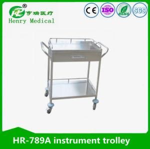 Hr-789A Stainless Steel Instrument Trolley/Patient Instrument Trolley