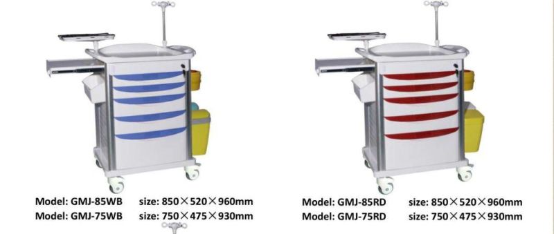 Factory Price Hospital ABS Medical Cart Emergency Trolley