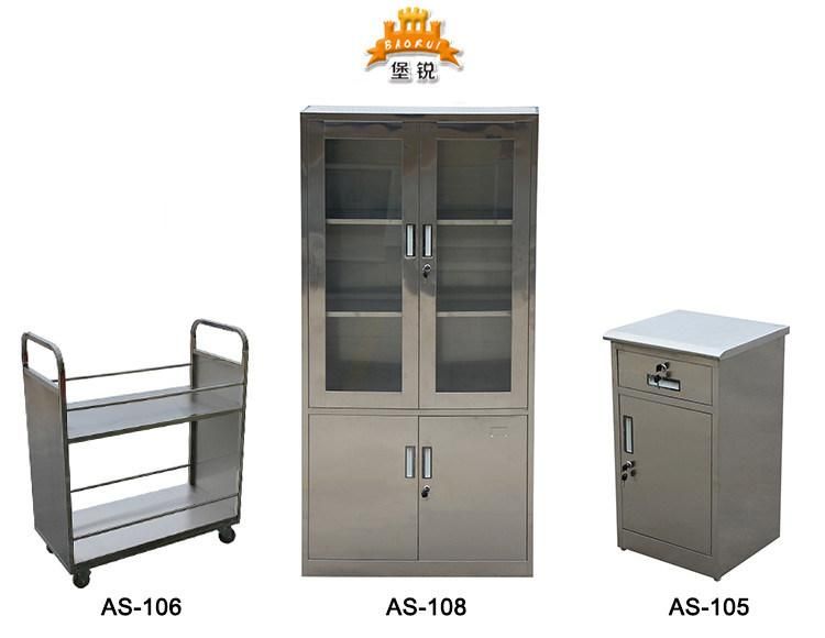 ISO/Ce Small Qualified Stainless Steel Hospital Bedside Cabinet Jas-A109