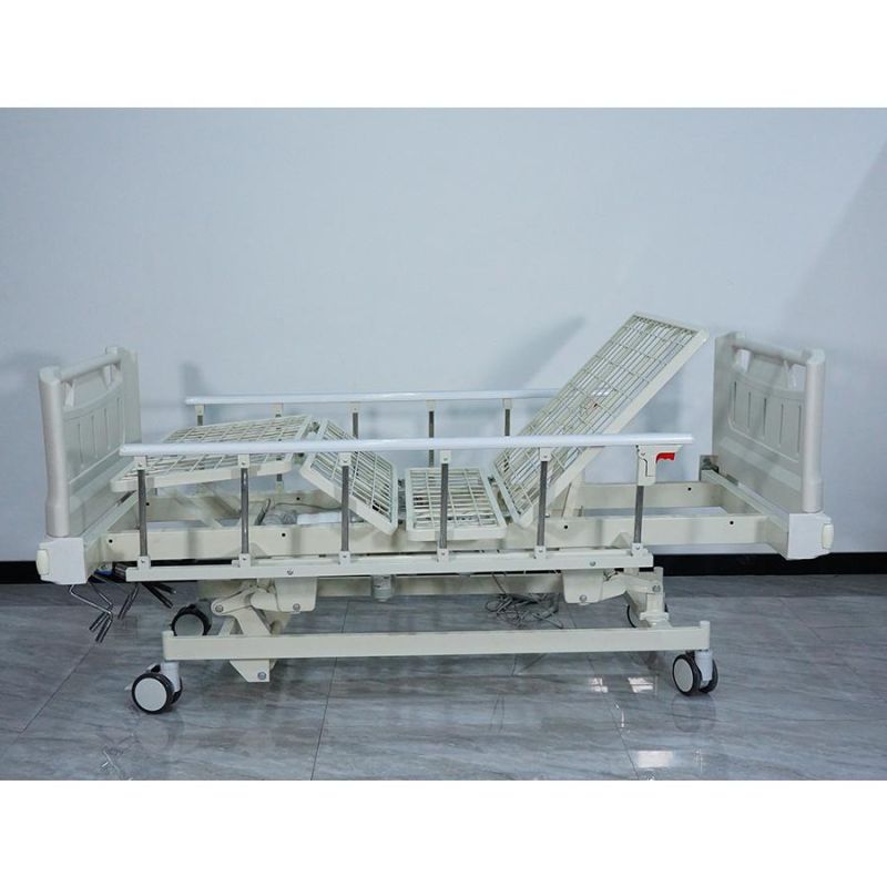 4 Crank 5 Function Adjustable Medical Furniture Folding Manual Patient Nursing Hospital Bed with Casters
