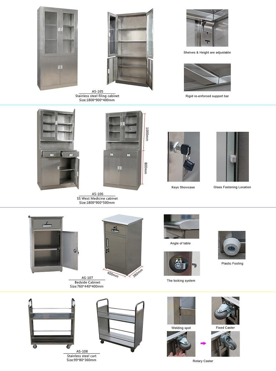 Medical Equipment Metal Stainless Steel Trolley Cart