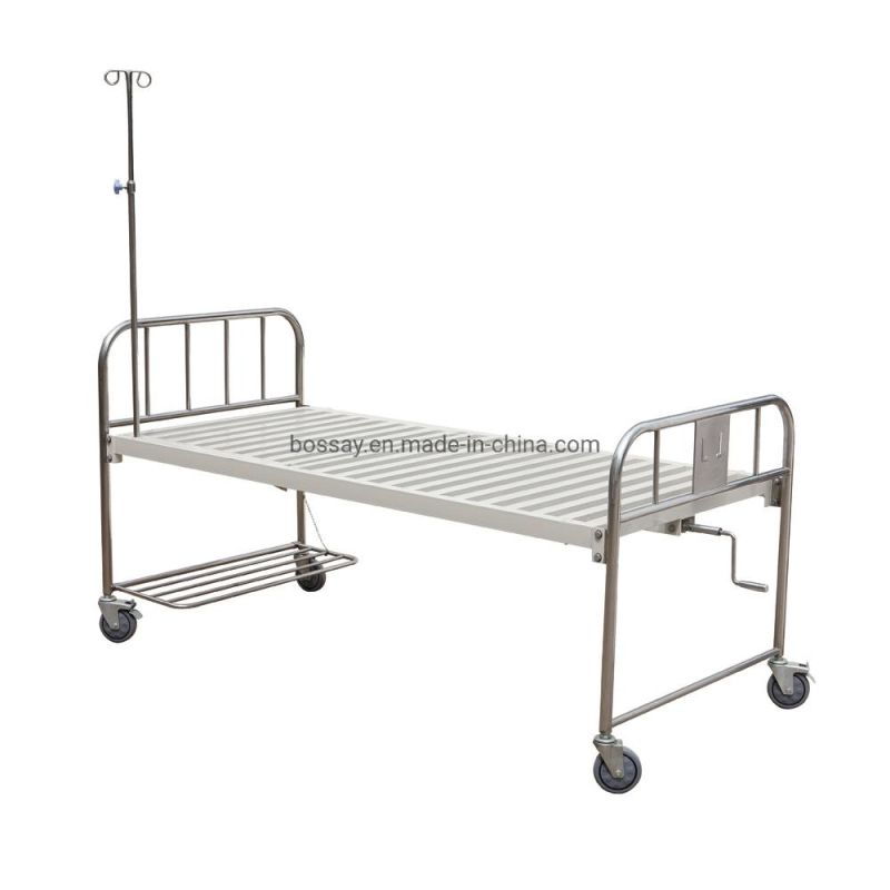 Medical Bed Hospital Furniture Single Crank Stainless Steel Manual Bed