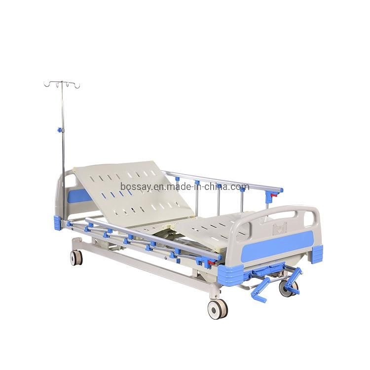 Medical Equipment Electric 3 Cranks Foldable Hospital Bed with Castors
