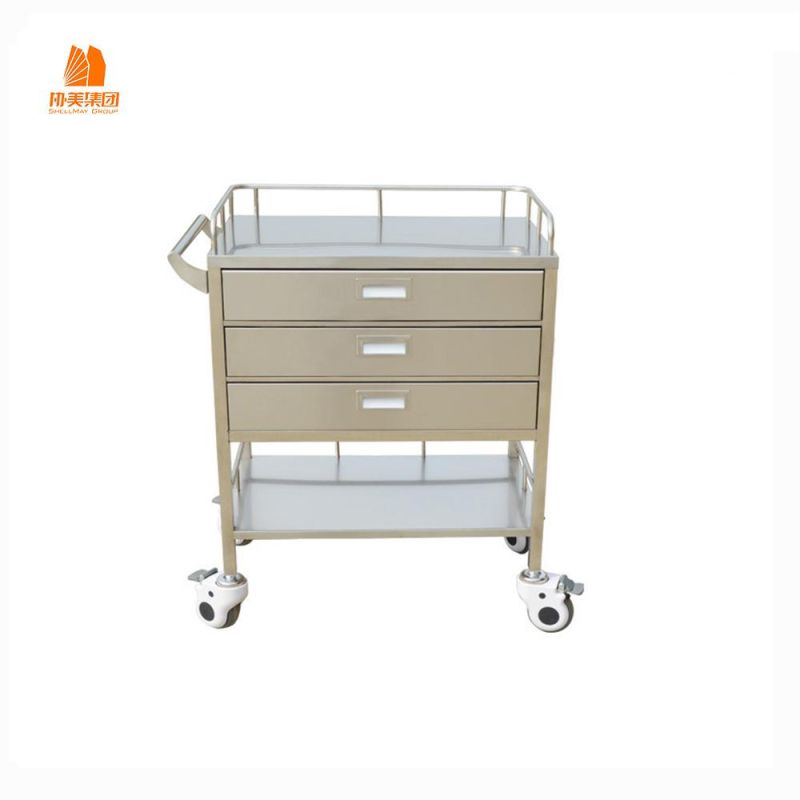 Factory Direct Sale Hospital Medicine Trolley, Stainless Steel Metal Material.