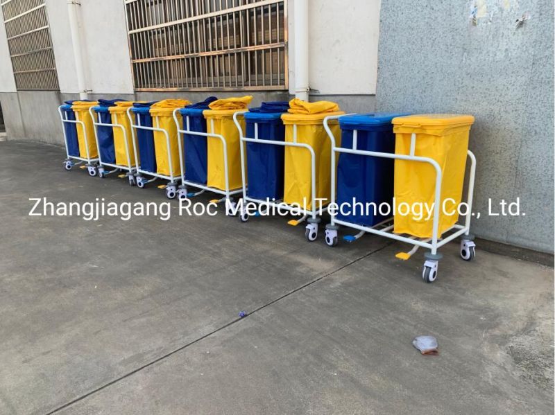 Hospital Stainless Steel Medical Mayo Tray Stand Trolley with Double Two Bowls