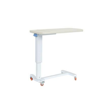 Mobile Laptop Cart Medical Equipment Nursing Movable Wood Over Bed Table, Hospital Furniture Patient Eat Dining Desk