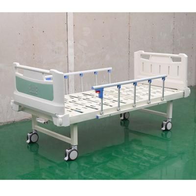 Medical/Patient/Nursing/Fowler/ICU Bed Manufacturer ABS Single Cranks Manual Hospital Bed with Mattress and I. V Pole