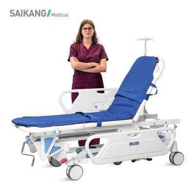 Skb041-1 Saikang Factory Wholesale Foldable Clinic Hospital Emergency Ambulance Patient Transport Stretcher Trolley