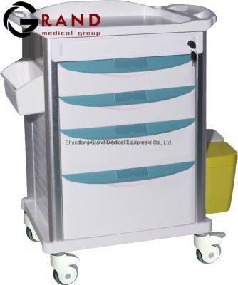 Medical Emergency ABS Clinical Medicine Treatment Cart Hospital Economic Treatment Trolley with Drawers Wheels