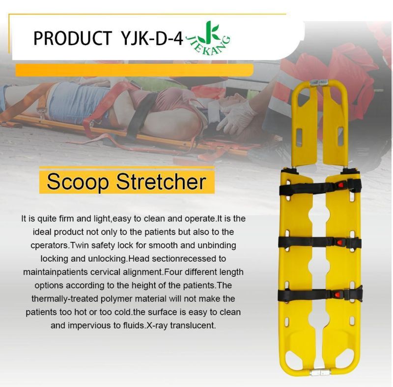 High Quality Patient Transfer Foldable Plastic Medical Retractable Scoop Stretcher