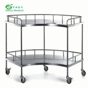 Stainless Steel Sector Two Layers Medical Instrument Trolley (HR-785)
