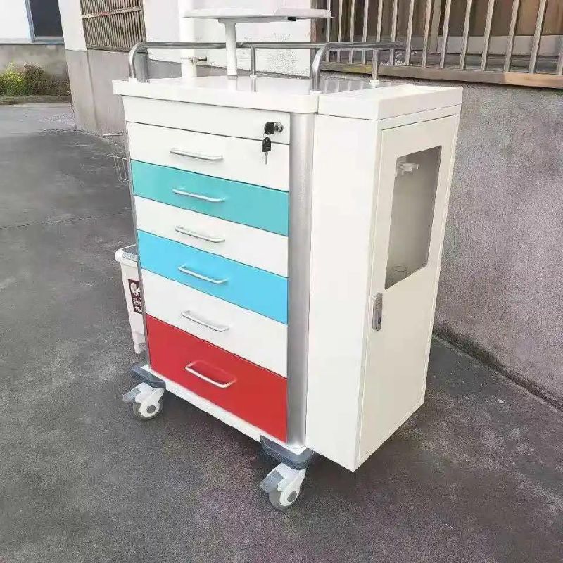 Hospital Used Medical Emergency Clinical Trolley with Drawers