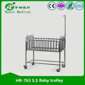 Hr-763 S. S Baby Trolley/Hospital Baby Cot/Baby Crib