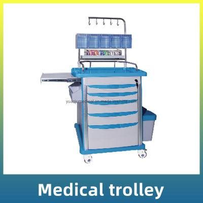 Multifunctional ABS Medical Nurse Anesthesia Trolley Cart with Wheels Hospital Trolley Hospital Furniture
