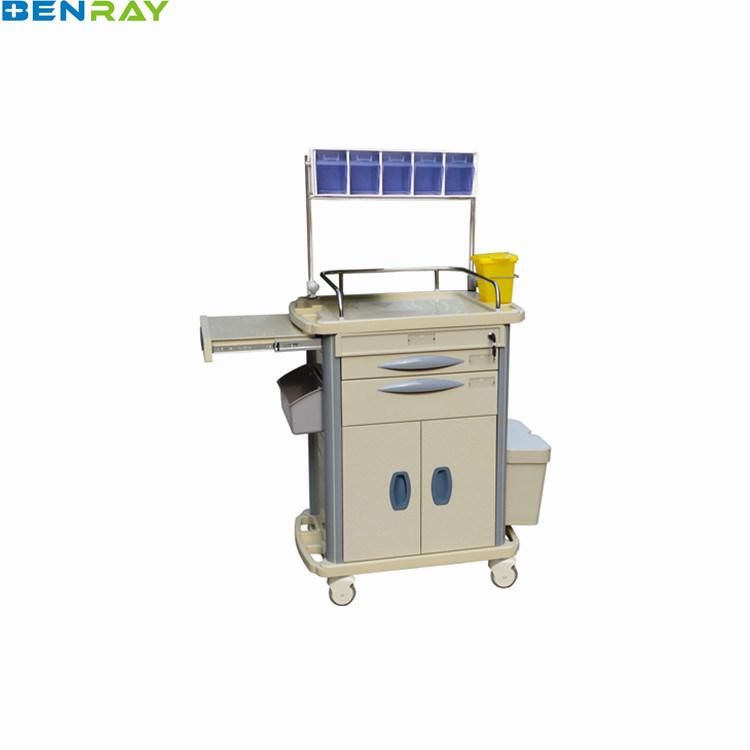 Medical Crash Cart Emergency Patient Used Plastic Materials ABS Anesthesia Trolley