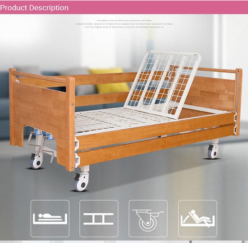 Low Price Multifunctional Nursing Bed Home Wooden Long-Term Bedridden Elderly Patient Lift Guardrail Lift Back Leg Hospital Bed