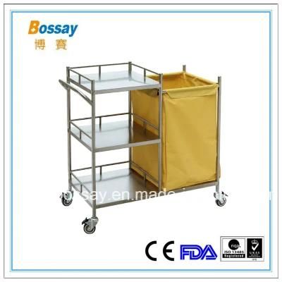 Stainless Steel Trolley Hospital Trolley with Basket