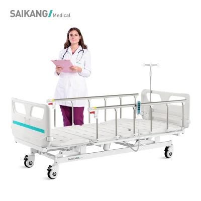V6K5c Saikang Factory Wholesale Aluminum Siderails 3 Function Metal Medical Electric Hospital Bed with Infusion Pole