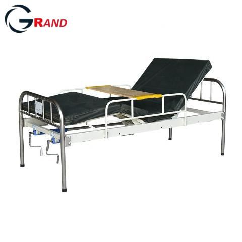 Best Selling Hospital Furniture Stainless Steel Manual Head Strip Type Double Shake Patient Bed Double Function Nursing Bed