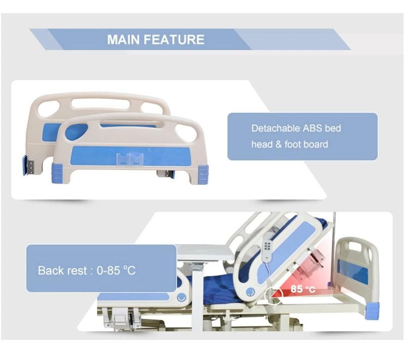 Electric Adjustable 5 Function Nursing Equipment Medical Furniture ICU Patient Hospital Bed