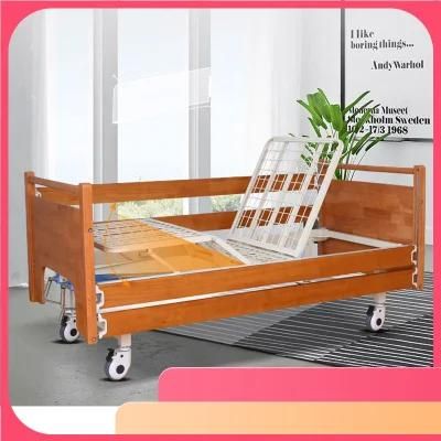 Multifunctional Nursing Bed Home Wooden Long-Term Bedridden Elderly Patient Lift Guardrail Lift Back Leg Hospital Bed