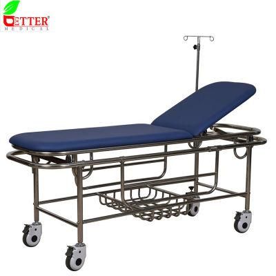 Hospital Furniture Stainless Steel 2 Section Patient Stretcher Trolley