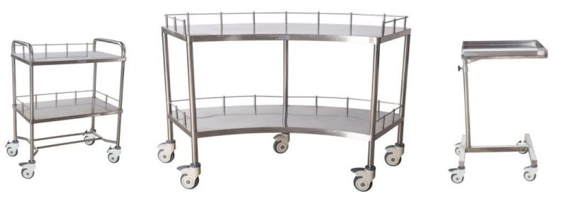 Hospital Equipment Medical Furniture Operating Room 3-Tier/Layers Portable Stainless Steel Instrument Cart/Trolley in Hospital