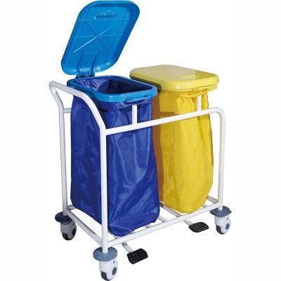Cheap Hospital Dirty Clothes Collecting, Foldable Metal Hotel Dirty Laundry Linen Trolley Hamper Cart with Lid Foot Pedal Wheels Price