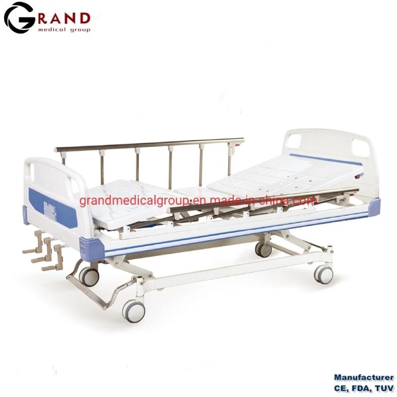 Long Service Life Medical Equipment Hospital Adjustable Patient ICU Manual Three Funtions Nursing Care Bed