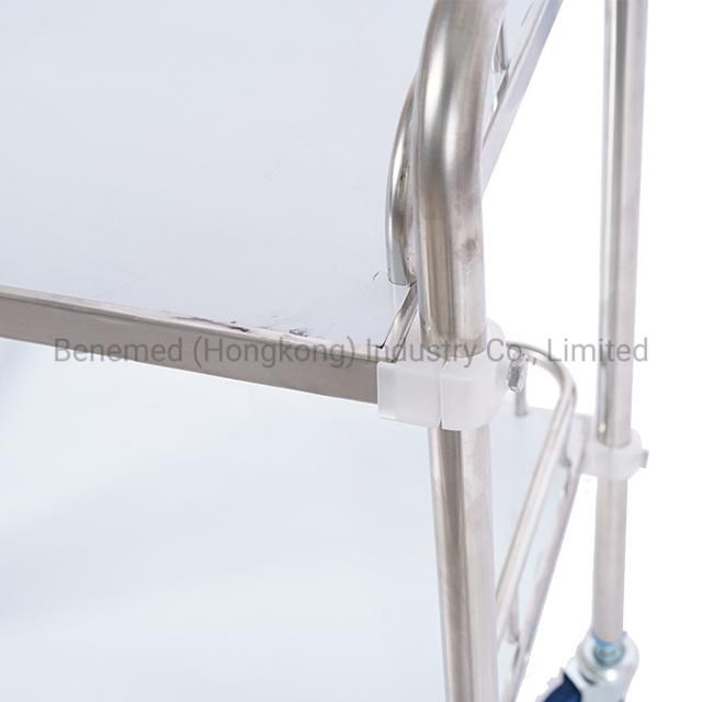 Two Layers with Drawer Stainless Steel Medical Mobile Trolley Cart