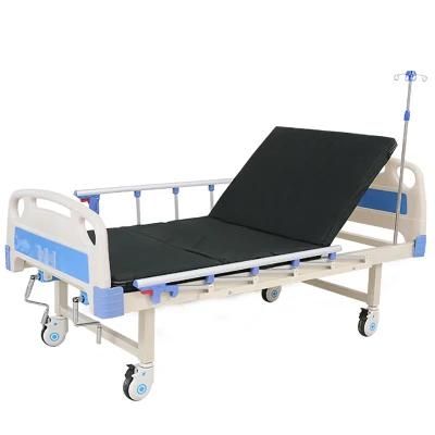 Good Quality Patient Bed with Aluminum Guard Rail Medical Movable 2 Function Manual Hospital Bed