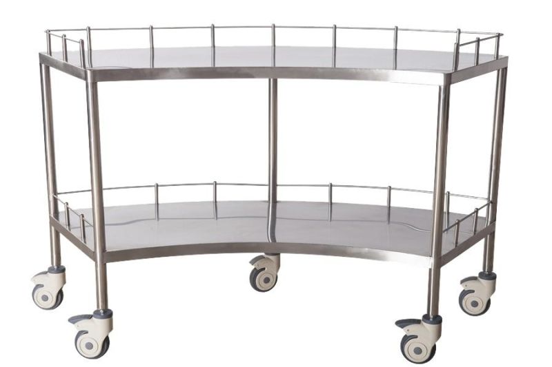 Hospital Equipment Stainless Steel Trolley with Drawer and Waste Bin Clinic Medical Trolley