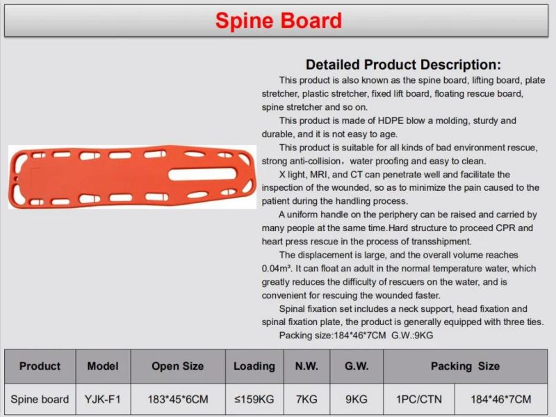 Spine Board Folding Spine Plate Material Plastic Hospital Plate-Type Stretcher