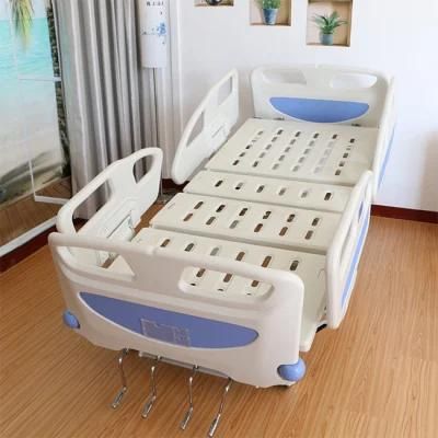 Medical Equipment Electric 5 Function Foldable ICU Hospital Bed with Casters Manufacturers