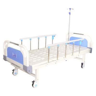 Medical/Patient/Nursing/Fowler/ICU Bed Manufacturer ABS Two Cranks Manual Hospital Bed with Mattress and I. V Pole
