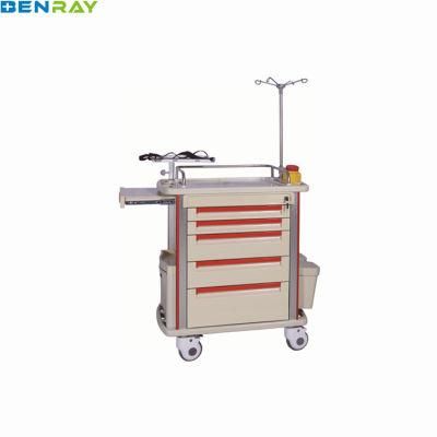 Hospital Crash Cart Factory Price High Quality ABS Emergency Trolley