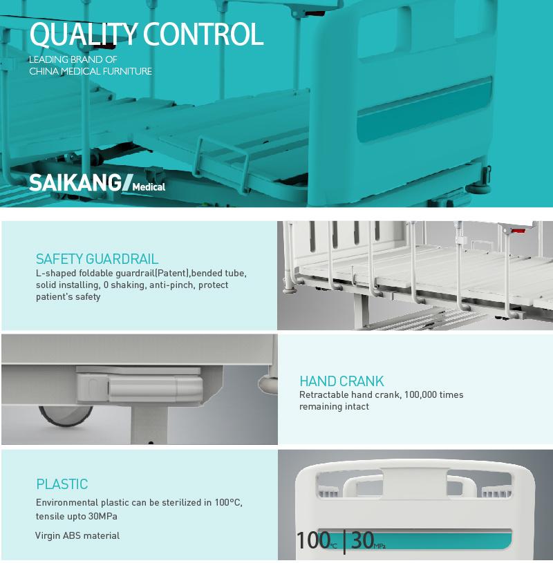 Y3w6c Manual Hospital Bed with Folding Dining Table for Paralyzed Patient