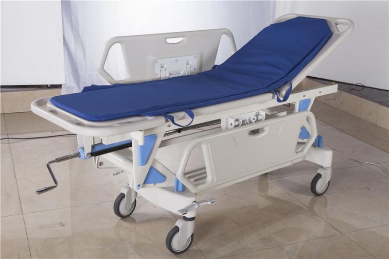 Hospital Equipments Medical Furniture Manual Operating Room Emergency ABS Stretcher Patient Trolley Ambulance Sretcher Transfer Cart Transportation Flat Trolley
