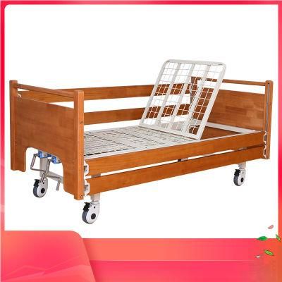 Multifunctional Nursing Bed Home Wooden Long-Term Bedridden Elderly Patient Lift Guardrail Lift Back Leg Nursing Bed for Hospital