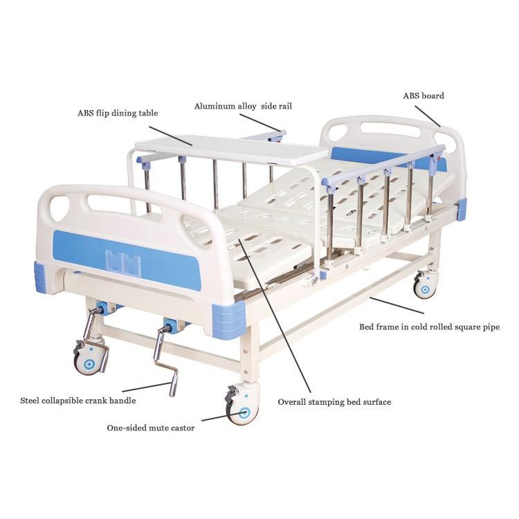 ABS Two-Function Cheap Nursing Care Bed 2 Crank Hospital Bed