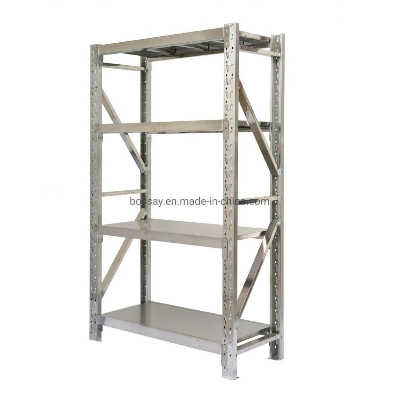 Powder Coated Metal Light Duty Warehouse Storage Rack Shelf Red White Orange Blue