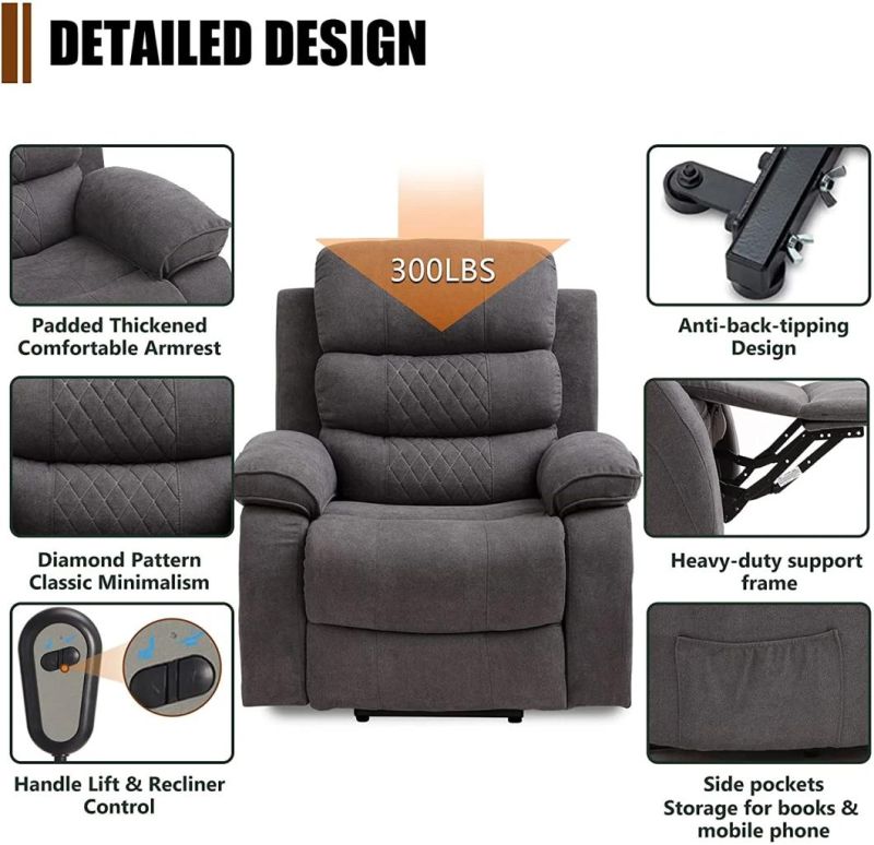 Jky Furniture Fabric Power Electric Mobility Riser Recliner Chair for The Elderly and Disabled