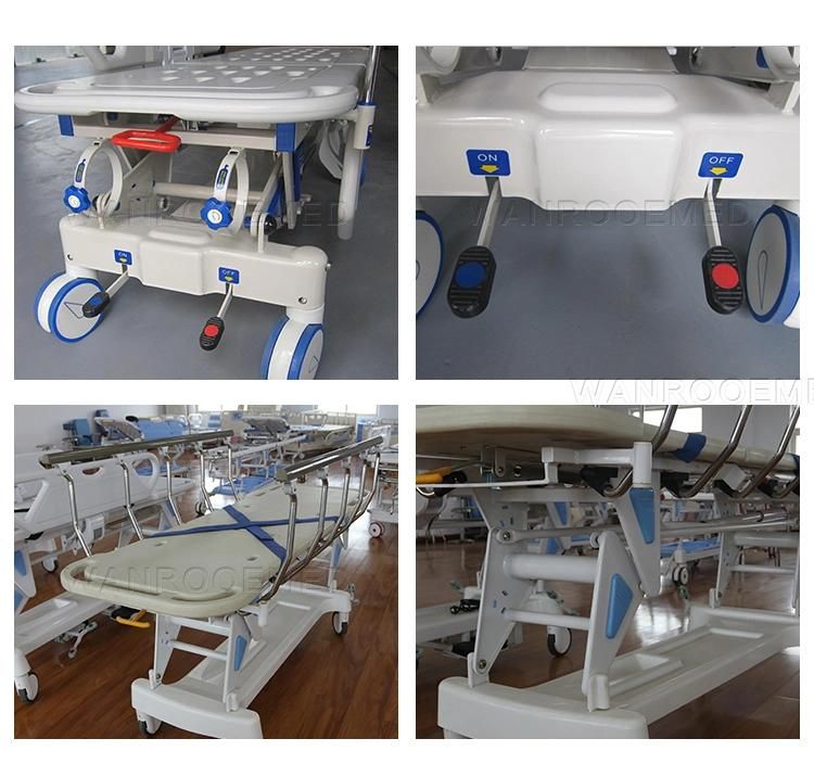 Bd111 Hospital Operation Manual Height Adjustable Emergency Ambulance Transport Stretcher with Special Guardrail