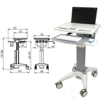 Medical Height Adjustable Mobile Portable ABS Aluminium Alloy Telemedicine Computer Laptop Tablet Trolley/Cart Workstation Trolley