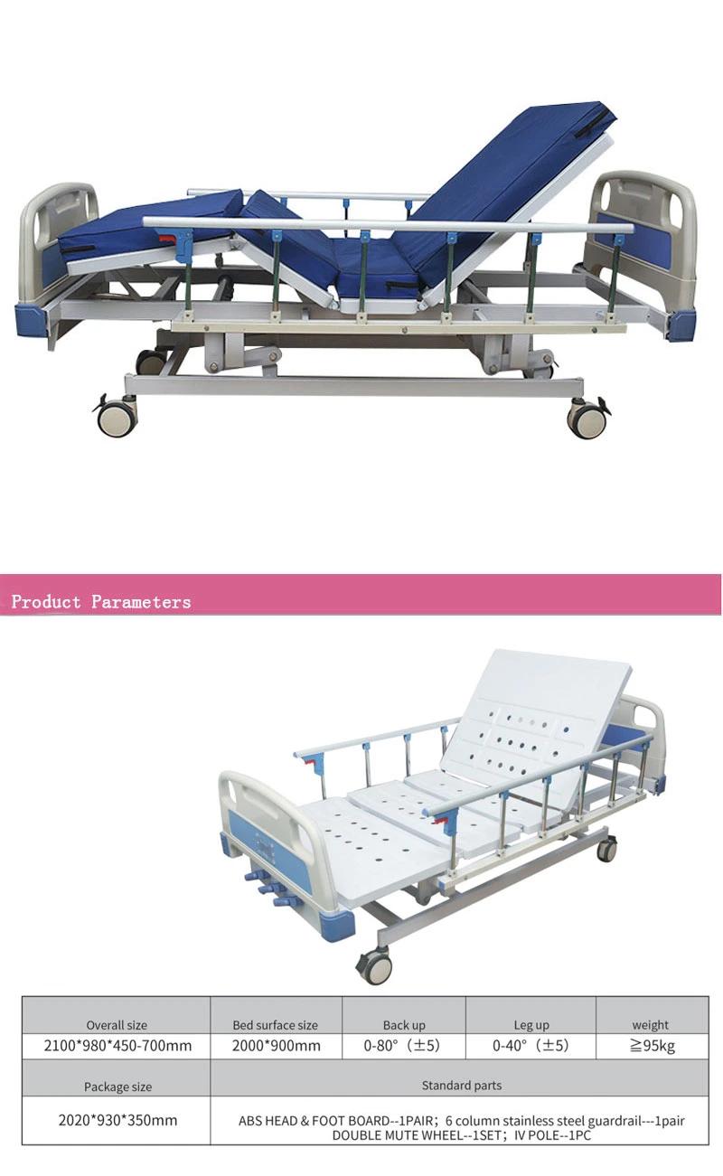 Cross-Border Wholesale Manual Medical Bed with Back and Leg Lift Function with Dining Table Hospital Home Care Hospital Bed