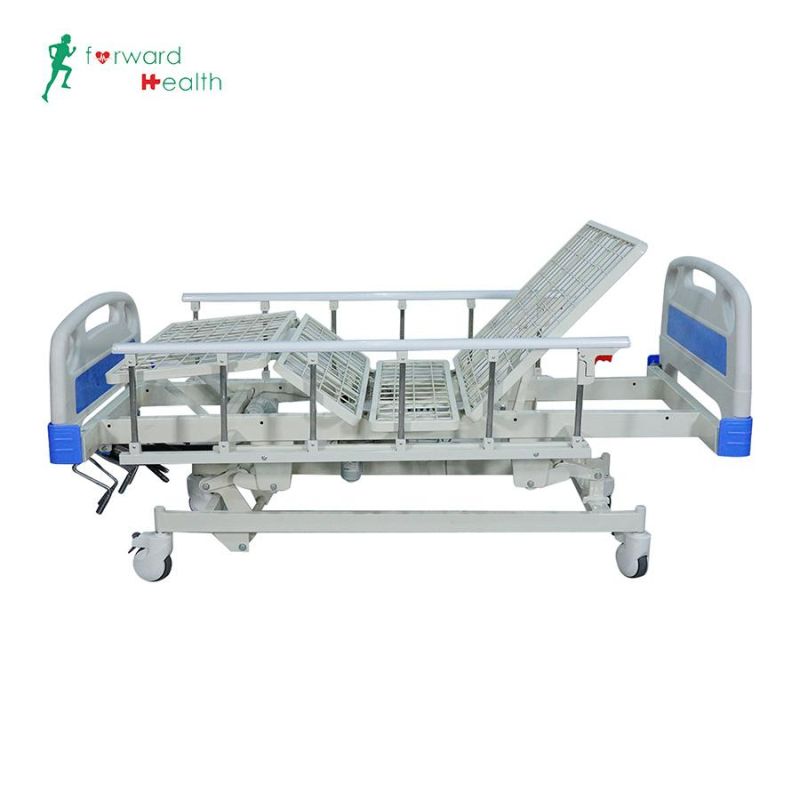 Medical Equipment Manual 5 Function ICU Hospital Bed with Casters Manufacturers