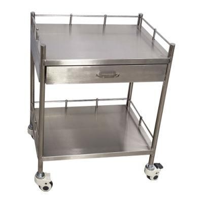 Mn-SUS011 Factory Direct Price Stainless Steel Durable Medical Instrument Trolley with Drawers