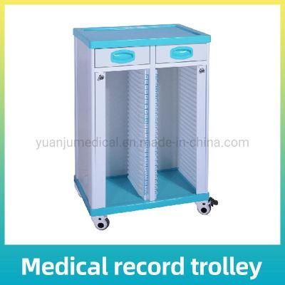 Movable Medical Record Carts Mobile ABS Plastic Medical Record File Trolley