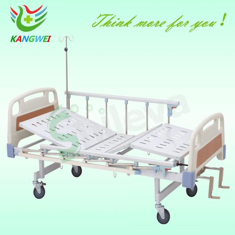 Hospital Furniture ABS Manual Medical Bed with Three Cranks