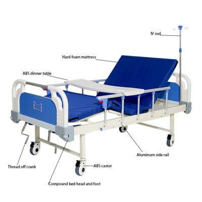 Hospital Equipment Patient Medical Furniture Manual Two Functions for Health Care Securely Nursing Bed